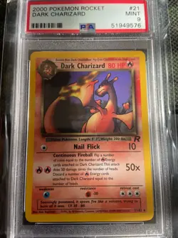 DARK CHARIZARD PSA 9 MINT NON-HOLO POKEMON TCG ROCKET SET 2000 UNLIMITED - Image 1