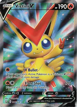 Pokemon Victini V (Full Art) Ultra Rare SWSH05: Battle Styles #144/163 NM - Image 1