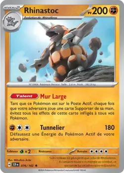 Carte REVERSE RHINASTOC 076/142 Pokemon Couronne Stellaire EV07 Neuve SCR FR - Image 1
