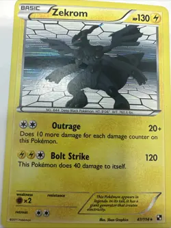 Pokemon TCG Zekrom 47/114 Black & White Holo Rare Card LP - Image 1