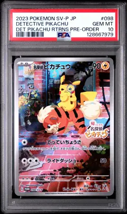 2023 POKEMON JPN SV-P PROMO #098 DETECTIVE PIKACHU PSA 10 - Image 1