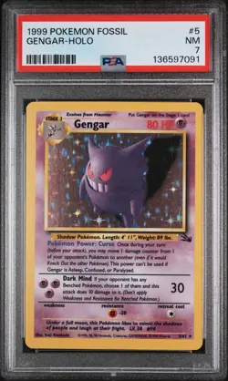 1999 Pokemon TCG Fossil 5 Gengar-Holo PSA 7 Near Mint WOTC - Image 1