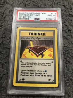 2000 Pokemon Gym Challenge 1st Edition Cinnabar City Gym 113/132 PSA 10 Gem Mint - Image 1