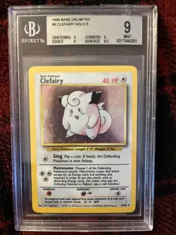 Vintage 1999 Pokemon Base Set Unlimited #5 Clefairy Holo BGS 9 Mint - Image 1