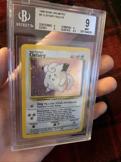 Vintage 1999 Pokemon Base Set Unlimited #5 Clefairy Holo BGS 9 Mint - Image 3