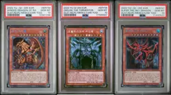 YuGiOh Complete Egyptian God Card Set 15AX-KRY Secret Rare PSA 10 Gem Mint SET - Image 1