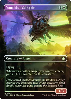 Youthful Valkyrie (Borderless) - Foundations (FDN) FOIL NM - Image 1