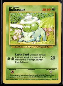 Pokemon TCG | Base Set | Bulbasaur | 44/102 | NM #2 - Image 1