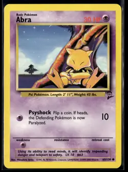 Pokemon TCG | Base Set 2 | Abra | 65/130 | LP - Image 1