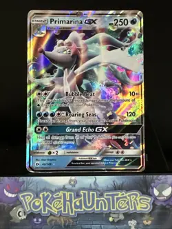 Pokemon Card Primarina GX 42/149 Sun And Moon Base Ultra Rare Played - Image 1