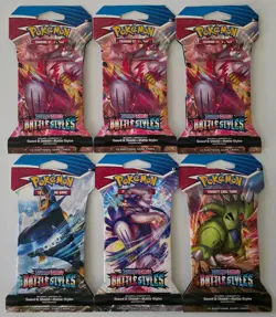 NEW Pokemon Sword & Shield Battle Styles Booster Pack 6 Packs FREE USA SHIPPING 820650808197 - Image 1
