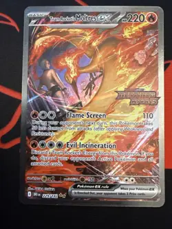 Team Rocket's Moltres Ex - 229/182 - Pokemon Destined Rivals Stamped Promo Card - Image 1