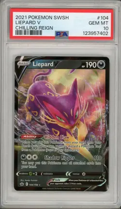 2021 Pokemon Chilling Reign Liepard V #104 PSA 10 - Image 1