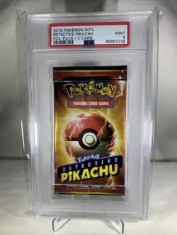 PSA Graded 8 TCG Rare Pokemon Detective Pikachu 2-Card Booster Pack - Image 1