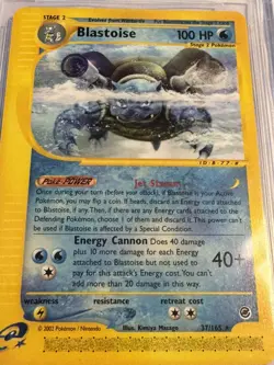 2002 POKEMON EXPEDITION BLASTOISE #37 BGS 9 MINT - Image 1