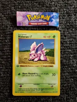 1999 POKEMON Base SET 1ST EDITION #55/102 NIDORAN Shadowless NM - Image 1