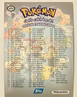 1999 Topps Pokemon Series 1 TV Animation Checklist Foil Blue Logo EXC - Image 3