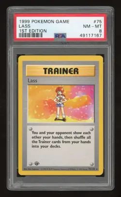 1999 Pokemon 1st Edition Shadowless Lass #75 PSA 8 - Image 1