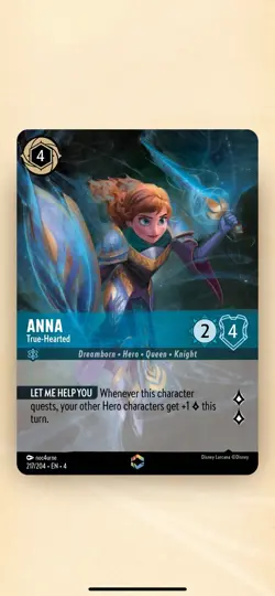 Disney Lorcana TCG Ursula's Return, Anna True-Hearted, Enchanted Card 217/204 - Image 1