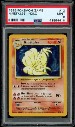 PSA 9 MINT Ninetales Holo 12/102 Base Set Graded Pokemon Card - Image 1