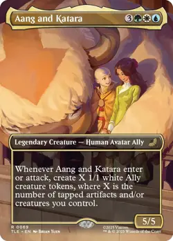 MTG Aang and Katara - Foil - Borderless, NM-Mint, English Avatar: The Last Airbe - Image 1