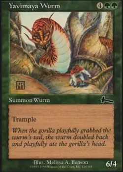 1x Yavimaya Wurm - Foil Moderate Play, English Urza's Legacy MTG Magic - Image 1