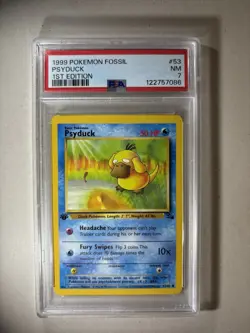PSYDUCK #53 PSA 7 • 1999 Fossil 1st Edition Card NEAR MINT Pokemon - Image 1