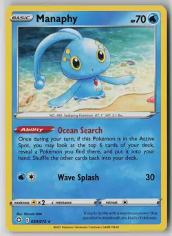 Manaphy 24/72 Pokemon Shining Fates Rare Near Mint Card (NM) 2 - Image 1