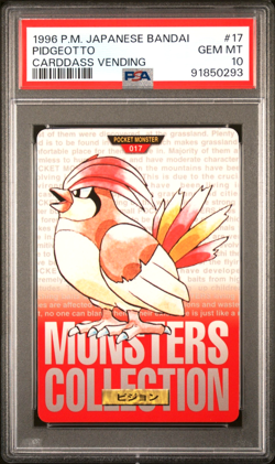 1996 Bandai Carddass #17 PIDGEOTTO PSA 10 - Japanese Pokemon Card - Image 1