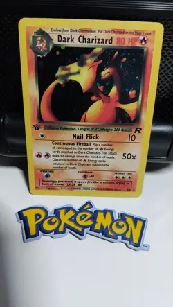Dark Charizard 1st Edition Pokemon 1999 Rocket Set - 4/82 Holo Artcard/Dekocard - Image 1