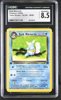 CGC 8.5 Dark Wartortle Team Rocket 1st Edition 46/82 Pokemon Card - Image 1
