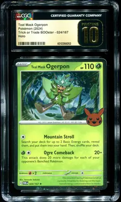 CGC Pristine 10 Teal Mask Ogerpon Holo Trick Or Trade 2024 Pokemon Card #024 - Image 1