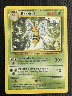 Pokemon TCG Beedrill Base Set, 17/102, Regular Rare Card - Image 1