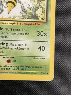 Pokemon TCG Beedrill Base Set, 17/102, Regular Rare Card - Image 5