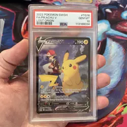 Pikachu v TG16/TG30 Lost Origin Trainer Gallery Rare Holo Pokemon Card PSA 10 - Image 1