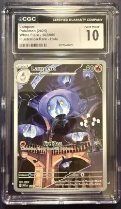 [CGC Gem Mint 10] Lampent 102/086 White Flare Illustration Rare Pokemon English - Image 1