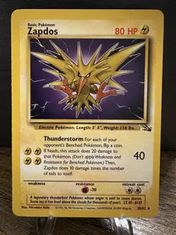 Zapdos 30/62 Pokemon Fossil Set Regular Rare LP - Image 1