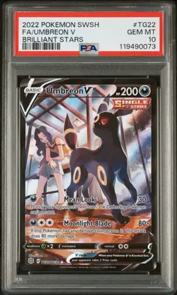 2022 POKEMON SWORD & SHIELD BRILLIANT STARS #TG22 FULL ART/UMBREON V PSA 10 - Image 1