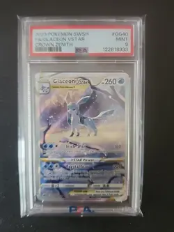 PSA 9 MINT Glaceon VSTAR GG40/GG70 Gallery Crown Zenith Pokemon Card - Image 1