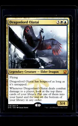2015 MTG Magic The Gathering DTK Dragons of Tarkir #219 Dragonlord Ojutai LP - Image 1