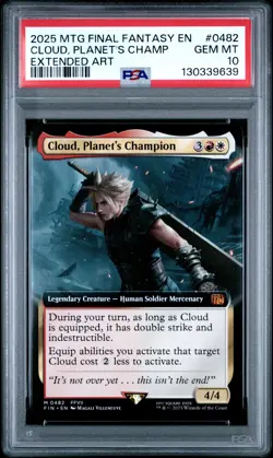 2025 MTG FINAL FANTASY EXTENDED ART #0482 CLOUD, PLANET'S CHAMPION PSA 10 - Image 1