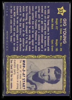 1953 Topps Who-Z-at Stars Gig Young EXMT SET Break #33 - Image 2