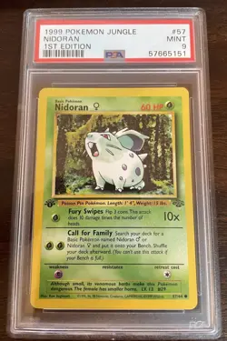 1999 Pokemon Jungle 1st Edition #57 Nidoran WOTC 57/64 First Edition PSA 9 Mint - Image 1