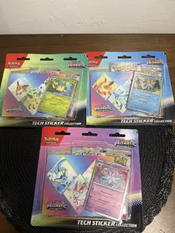 Pokemon TCG Prismatic Evolutions Tech Sticker Collection Set Lot Of 3 Sealed New - Image 1