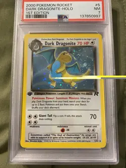 2000 Pokemon 1st Edition Dark Dragonite Holo Rare Team Rocket 5/82 - PSA 7 NM - Image 3