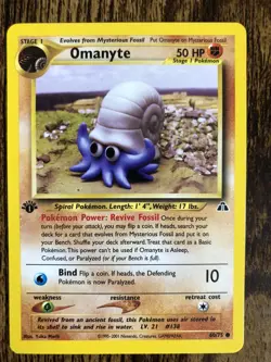 Pokemon Omanyte - 60/75 - 1st Edition Common - Neo Discovery Set - NM - Image 1