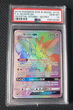 Scizor GX Rainbow Secret Rare PSA 10 Pokemon Celestial Storm 175/168 - Image 1