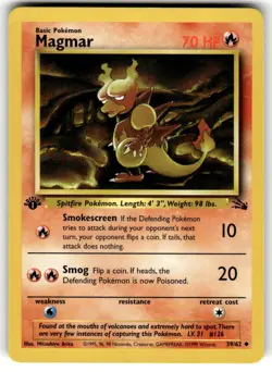 Pokemon TCG Fossil (1st Edition) #39/62 Magmar LP - Image 1