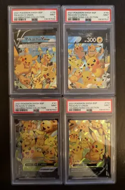 2021 Pokemon Celebrations Pikachu V-Union SWSH 139-142 Set PSA 9 Not Sequential - Image 1