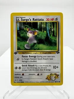 Lt. Surge's Rattata 85/132 Gym Challenge 1st Edition Pokemon - Image 1